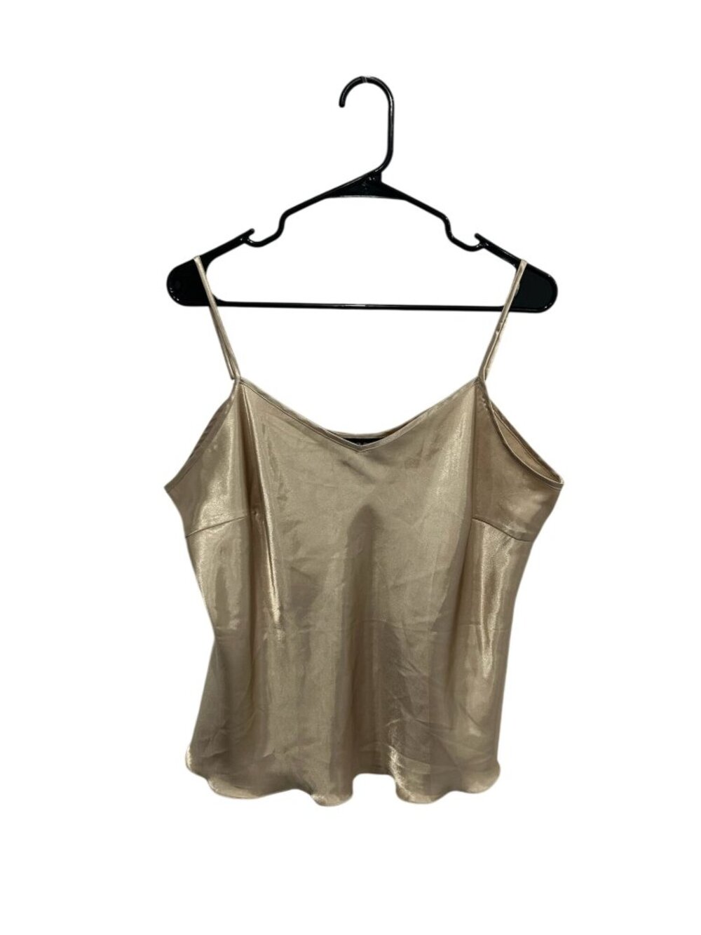 Dialogue Large Gold Satin Sleeveless Cami Tank Top Minimalist Quiet Luxury